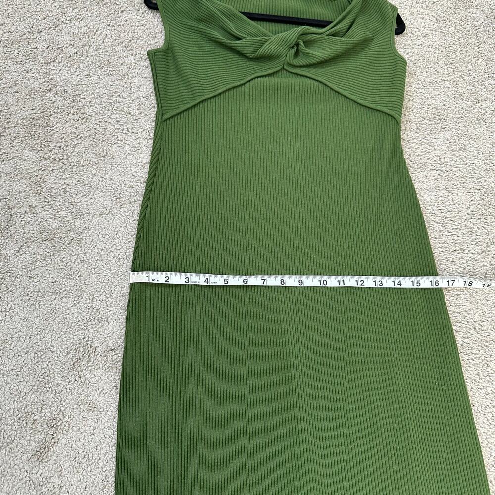 Vince  Ribbed Twist Dress In Dark Herb Green - Picture 11 of 12